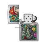 Zippo Freaky Nature Design Windproof Lighter, Brushed Chrome (48635) thumbnail