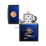 Zippo Full Moon Design Black Light Lighter, Black Matte (49810) thumbnail