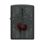 Zippo Heart Dagger Tattoo Design Lighter, Black Crackle (48617) thumbnail