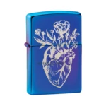 Zippo Heart Vase Design Windproof Lighter, High Polish Indigo (29987) thumbnail