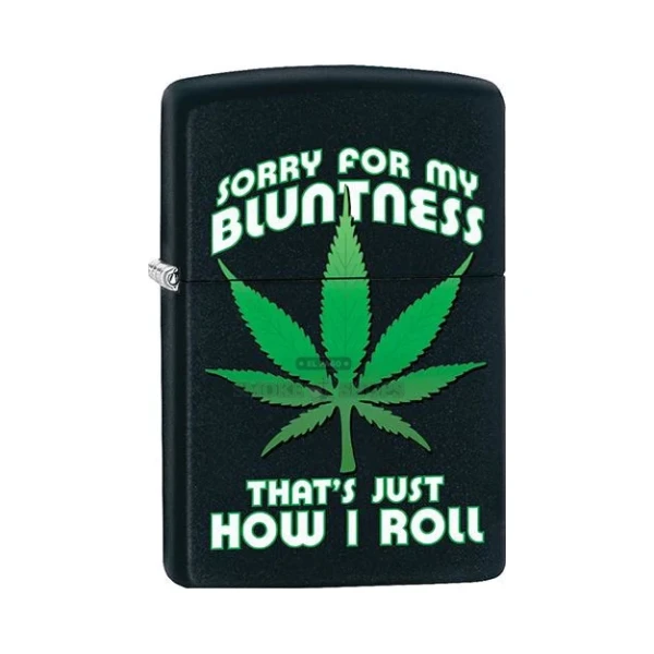 Zippo How I Roll dice design lighter in black matte finish, model 218, closed front view