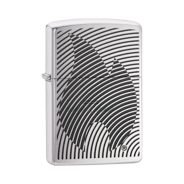 Zippo Illusion Flame windproof lighter model 29429 in brushed chrome with embossed flame design, closed