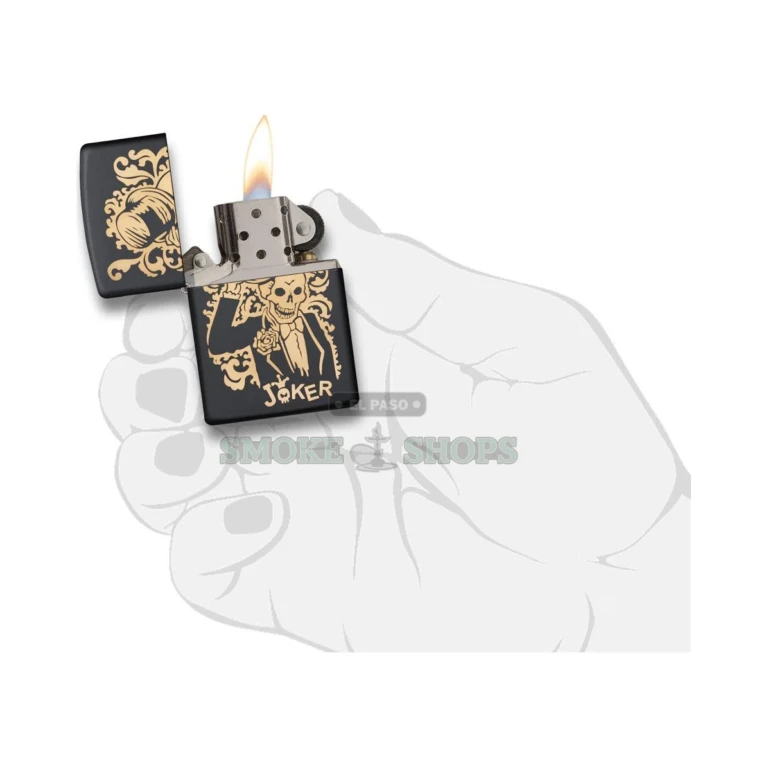 Zippo 29632 Joker windproof lighter shown open with the hinged lid raised