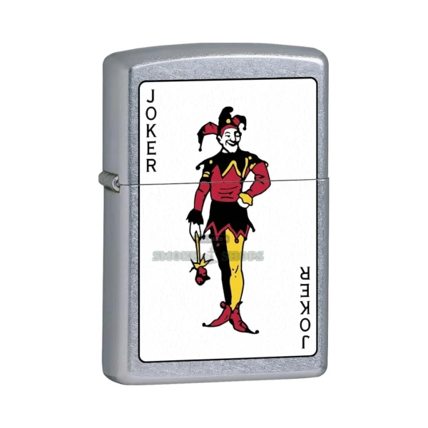 Zippo Joker laser-engraved bronze lighter in Black Matte, code 29632, skeleton joker in a top hat tipping his hat