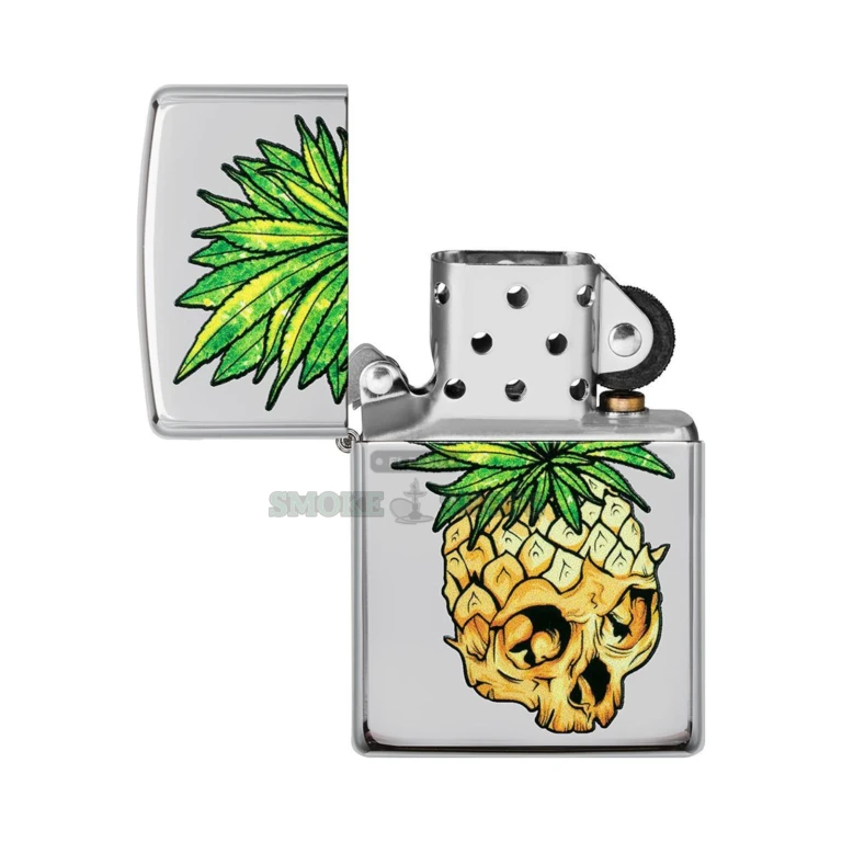 Zippo 49241 colorful pineapple-skull Color Image design printed on a bright chrome case