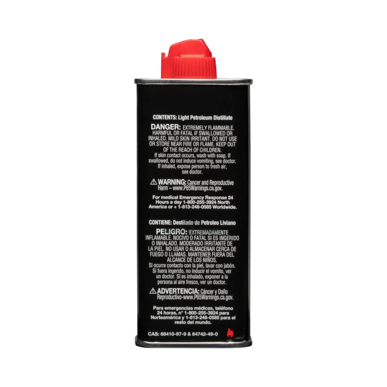 Zippo lighter fluid 4 fl oz can flip-up spout closeup in El Paso, refuels Zippo wick lighters, in stock