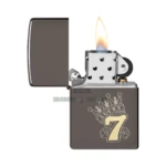 Zippo Lucky 7 Gambling Design Lighter, Laser Two-Tone Black Ice (48913) thumbnail