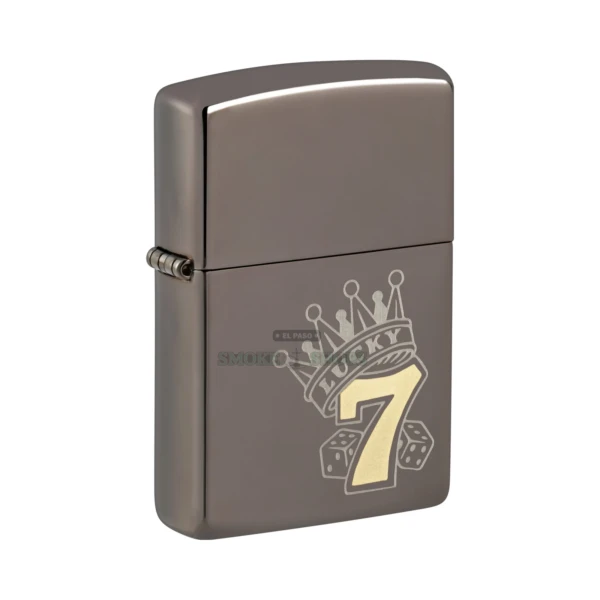 Zippo Lucky 7 Gambling Design Lighter, Laser Two-Tone Black Ice (48913)