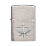 Zippo Engraved Marijuana Leaf Design Windproof Lighter, Brushed Chrome (29587) thumbnail