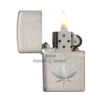 Zippo Engraved Marijuana Leaf Design Windproof Lighter, Brushed Chrome (29587) thumbnail