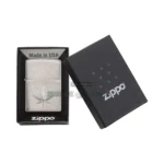 Zippo Engraved Marijuana Leaf Design Windproof Lighter, Brushed Chrome (29587) thumbnail