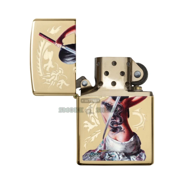 Zippo Mazzi Dragon Warrior high polish brass windproof lighter model 29668 at El Paso Smoke Shops