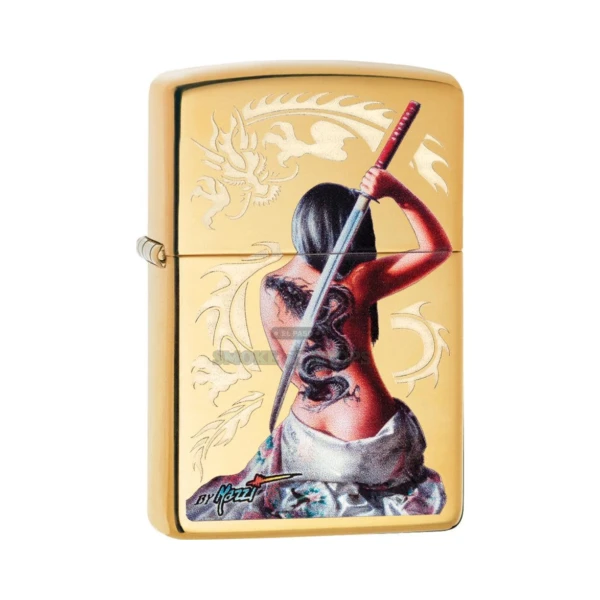 Zippo Mazzi Dragon Warrior high polish brass windproof lighter model 29668 at El Paso Smoke Shops