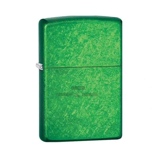 Zippo Meadow windproof lighter, model 24840, in a translucent jewel-tone green finish, lid closed