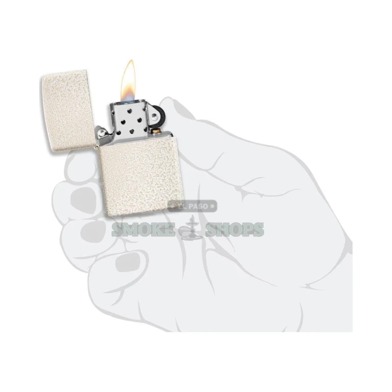 Zippo 49181 Classic windproof lighter with a slightly textured Mercury Glass matte finish in mottled gold, silver and white tones, lid closed