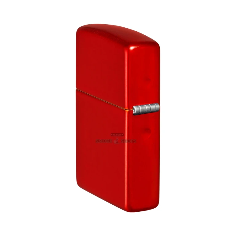 Close-up of the sheer Metallic Red anodized finish on the Zippo 49475 lighter