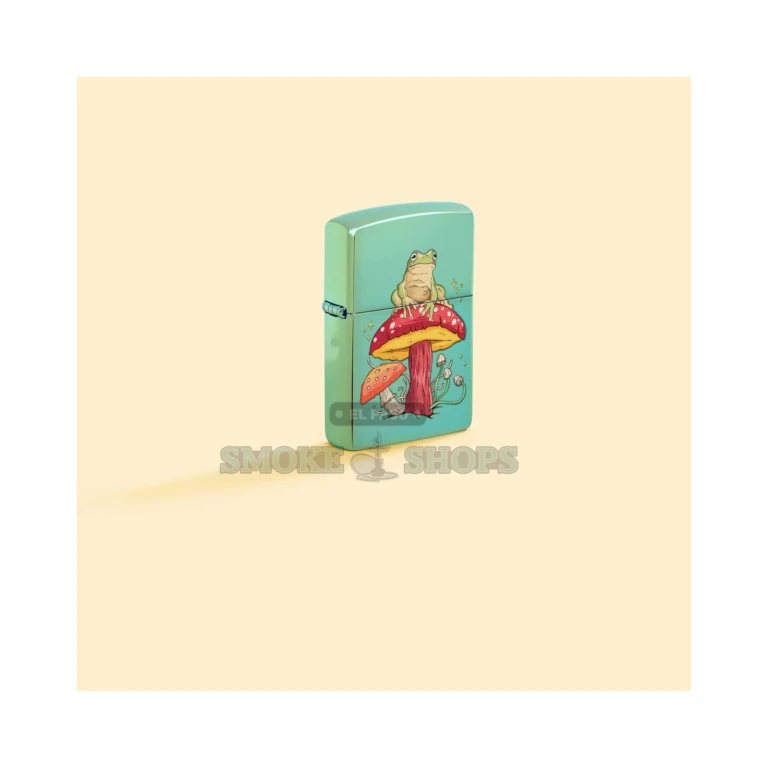 Open Zippo Mystical Frog lighter showing the windproof chimney and brass insert