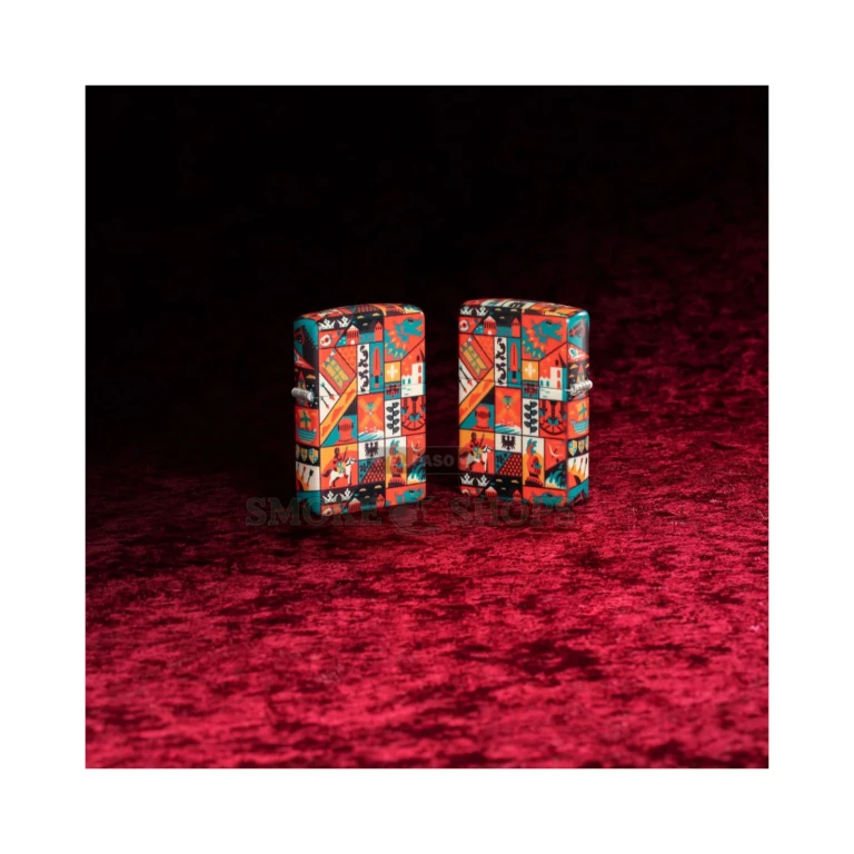 Zippo Old Ages 540 Matte lighter open with flame, showing the windproof chimney