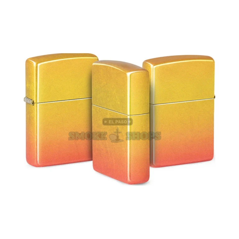 Zippo Ombre Orange Yellow windproof lighter model 48512 with a 540 Fusion finish fading from orange to yellow, closed