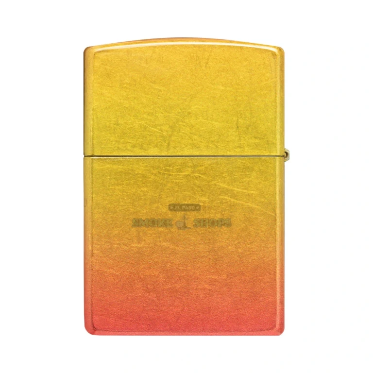 Zippo Ombre Orange Yellow windproof lighter model 48512 with a 540 Fusion finish fading from orange to yellow, closed