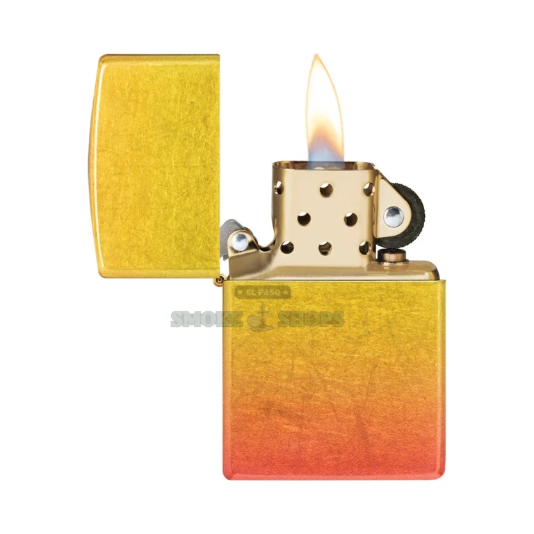 Zippo Ombre Orange Yellow windproof lighter model 48512 with a 540 Fusion finish fading from orange to yellow, closed
