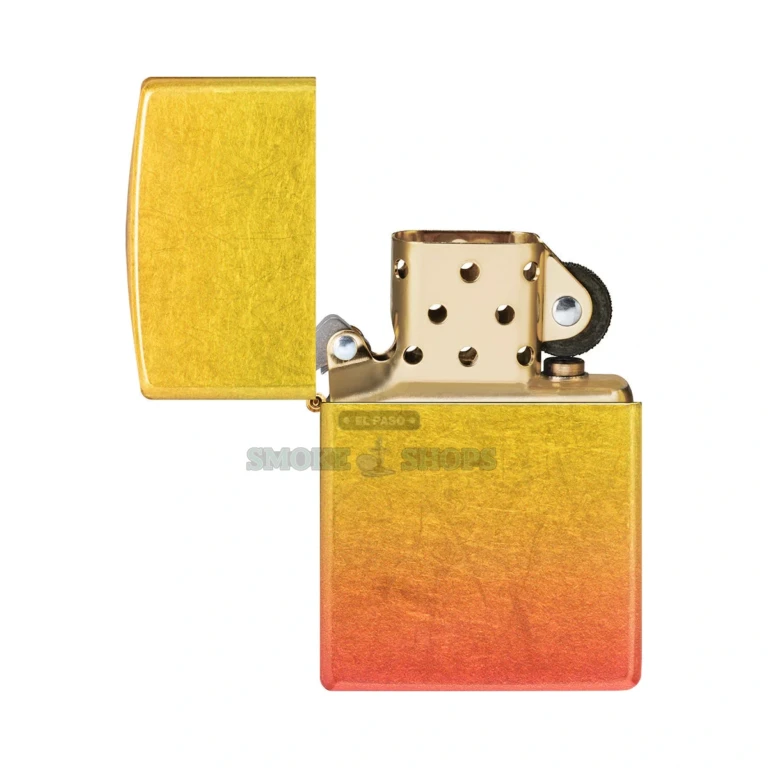 Zippo Ombre Orange Yellow windproof lighter model 48512 with a 540 Fusion finish fading from orange to yellow, closed