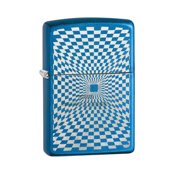 Zippo Optical Squares windproof lighter in Cerulean blue finish, model 29427, lid closed