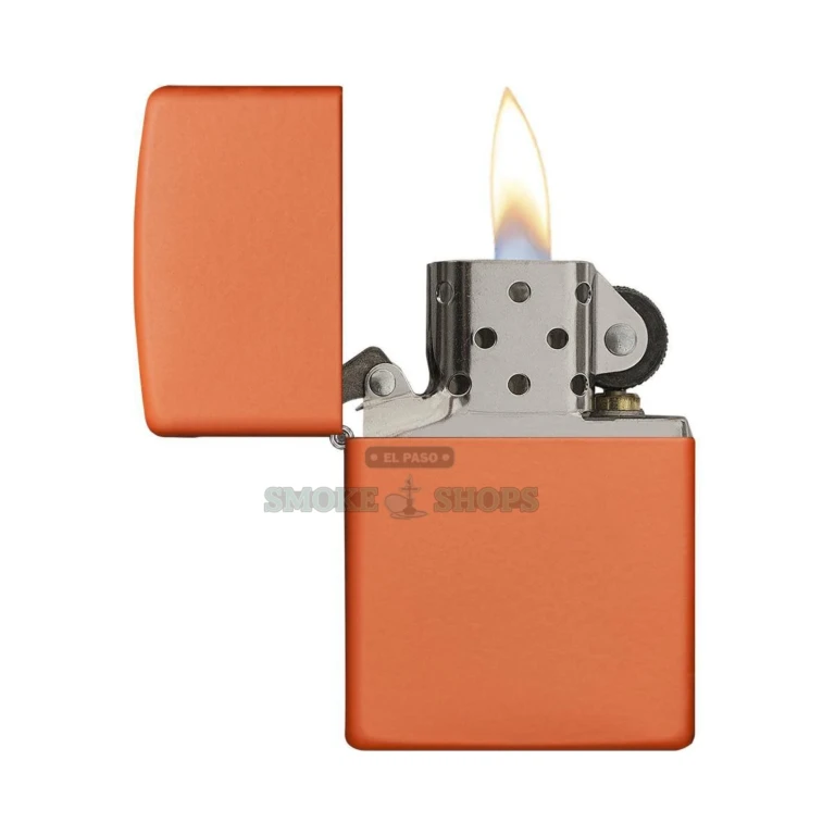 Bottom stamp of the Zippo Orange Matte 231 lighter made in Bradford, USA