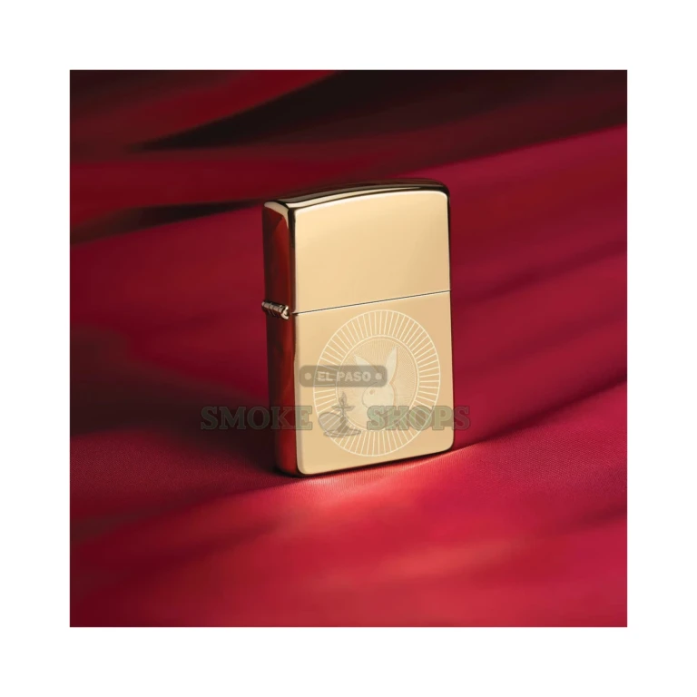 Zippo Playboy Rabbit Head lighter open with the windproof flame lit