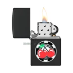 Zippo Poker Chip with Cherries Emblem Black Matte Windproof Lighter (48905) thumbnail