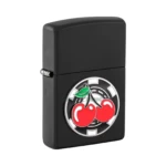 Zippo Poker Chip with Cherries Emblem Black Matte Windproof Lighter (48905) thumbnail