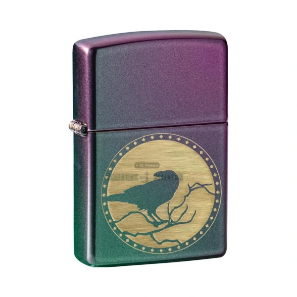 Zippo Raven Design windproof lighter with laser-engraved raven on a solid brass case at El Paso Smoke Shops