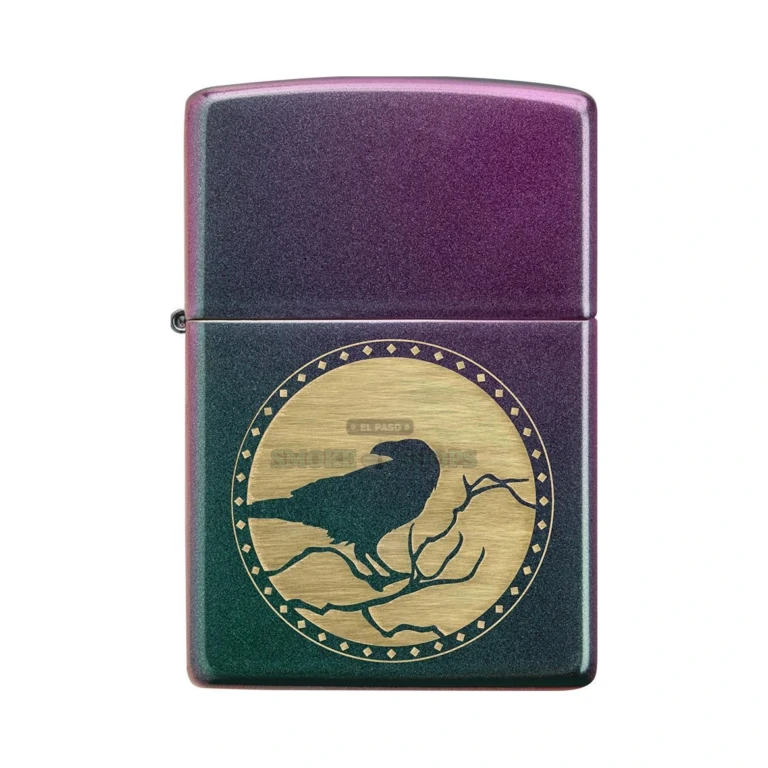 Zippo Raven Design windproof lighter with laser-engraved raven on a solid brass case at El Paso Smoke Shops