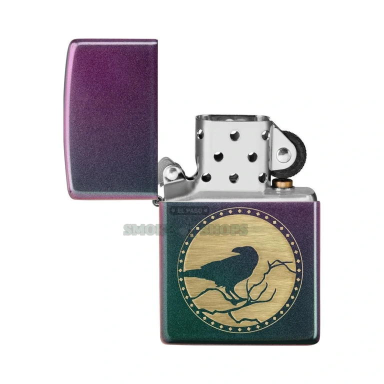 Zippo Raven Design windproof lighter with laser-engraved raven on a solid brass case at El Paso Smoke Shops