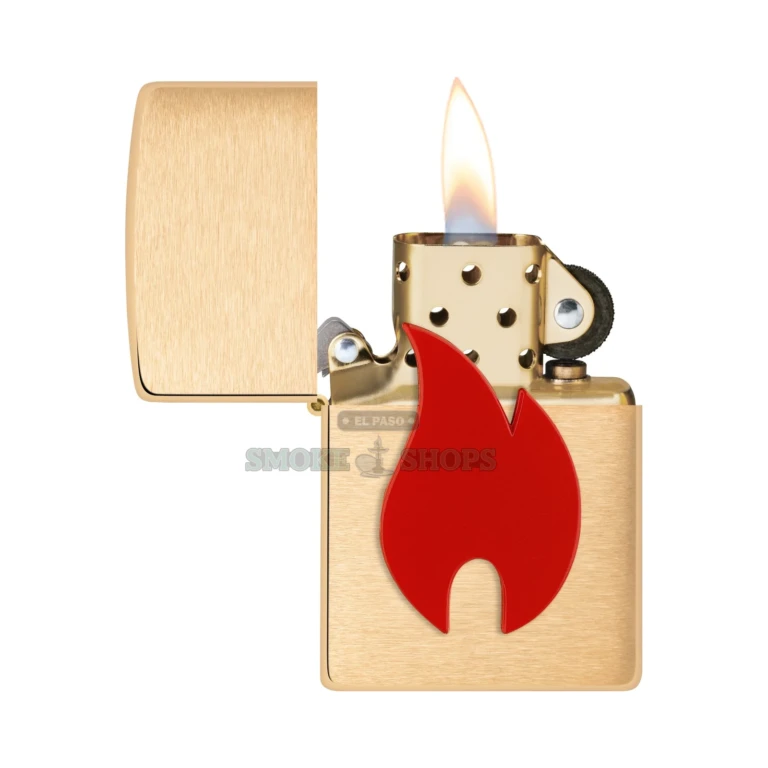 Red Zippo flame logo detail on the Street Chrome case of the windproof pocket lighter
