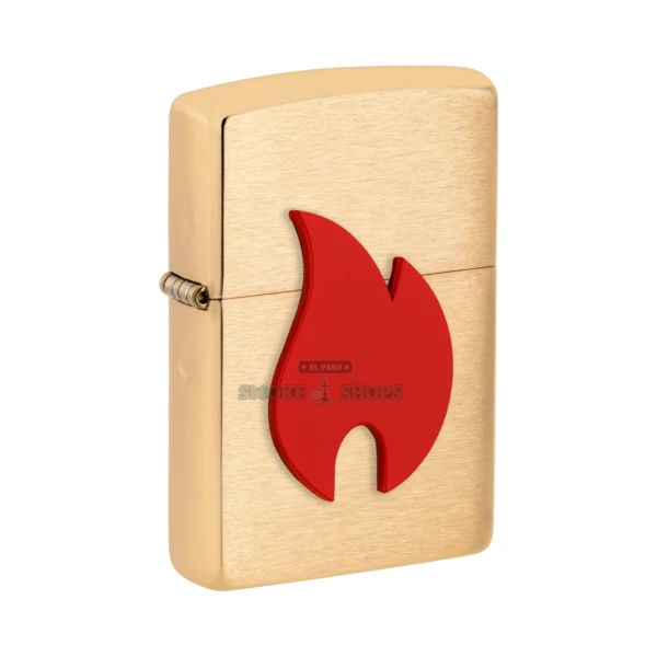 Zippo Red Flame Design windproof lighter in distressed Street Chrome finish, lid closed, front view