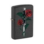 Zippo Tattoo Design Rose Dagger Black Crackle Windproof Lighter (49778) in El Paso thumbnail