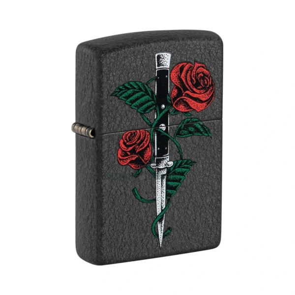 Zippo Tattoo Design Rose Dagger Black Crackle Windproof Lighter (49778) in El Paso
