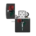 Zippo Tattoo Design Rose Dagger Black Crackle Windproof Lighter (49778) in El Paso thumbnail
