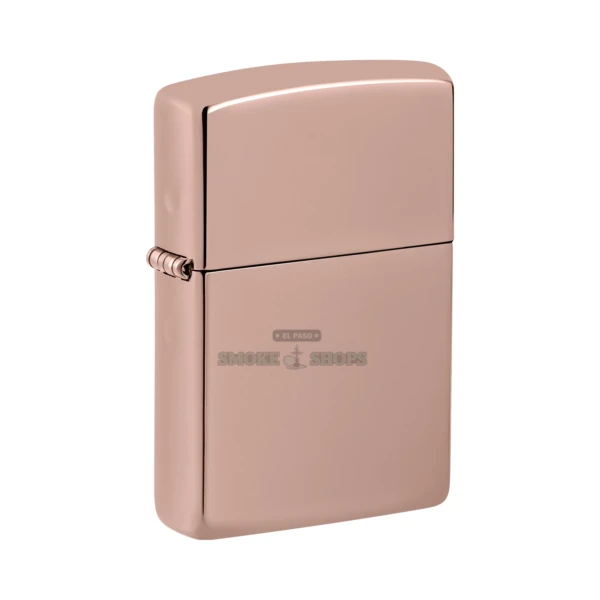 Zippo Classic High Polish Rose Gold windproof lighter 49190 standing closed, showing the mirror-bright rose gold brass case