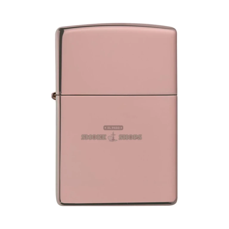 Zippo Classic High Polish Rose Gold windproof lighter 49190 standing closed, showing the mirror-bright rose gold brass case