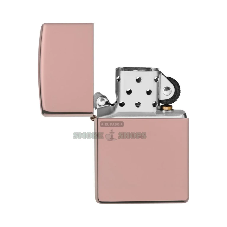 Zippo Classic High Polish Rose Gold windproof lighter 49190 standing closed, showing the mirror-bright rose gold brass case