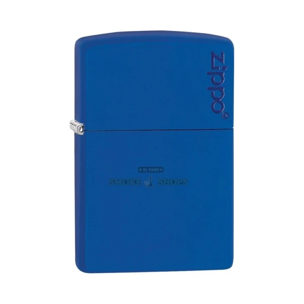 Zippo Royal Blue Matte logo windproof lighter 229ZL closed, front view