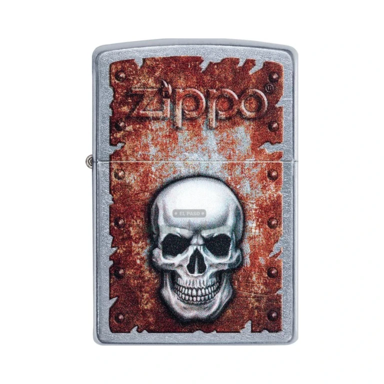 Zippo Rusted Skull 29870 lighter in its Zippo gift box