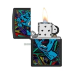 Zippo Santa Cruz Skateboards Screaming Hand Black Light Lighter, Black Matte (48415) thumbnail