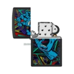 Zippo Santa Cruz Skateboards Screaming Hand Black Light Lighter, Black Matte (48415) thumbnail