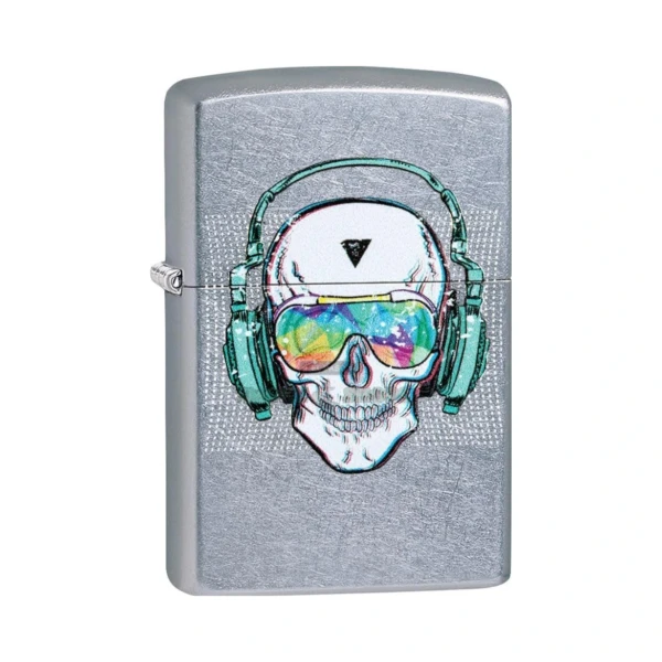 Zippo Skull Headphone Design Windproof Lighter, Street Chrome (29855)