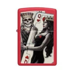 Zippo Skull King Queen Beauty Design Lighter, Red Matte (48624) thumbnail