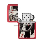 Zippo Skull King Queen Beauty Design Lighter, Red Matte (48624) thumbnail