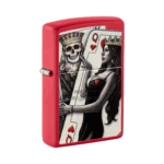 Zippo Skull King Queen Beauty Design Lighter, Red Matte (48624) thumbnail